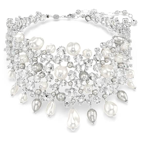 Ras-de-cou Constella, Perle de cristal, Taille ronde, Blanc, Métal rhodié - Swarovski, 5722471