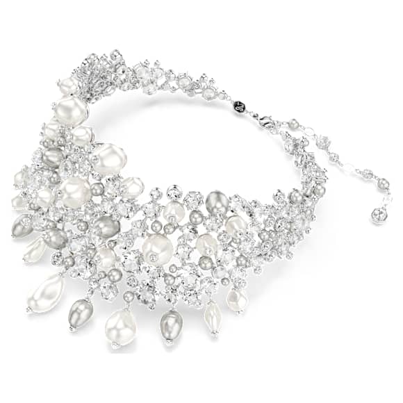 Ras-de-cou Constella, Perle de cristal, Taille ronde, Blanc, Métal rhodié - Swarovski, 5722471