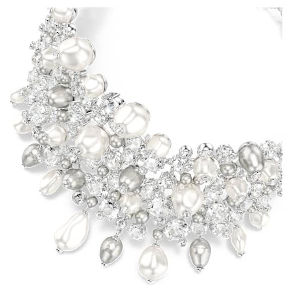 Constella choker, Crystal pearl, Round cut, White, Rhodium plated - Swarovski, 5722471