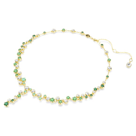 Constella Y necklace, Mixed cuts, Green, Gold-tone plated - Swarovski, 5722474