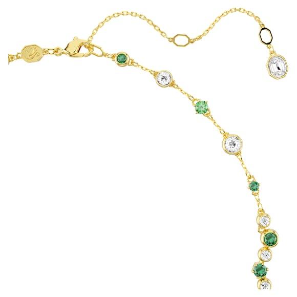 Constella Y necklace, Mixed cuts, Green, Gold-tone plated - Swarovski, 5722474