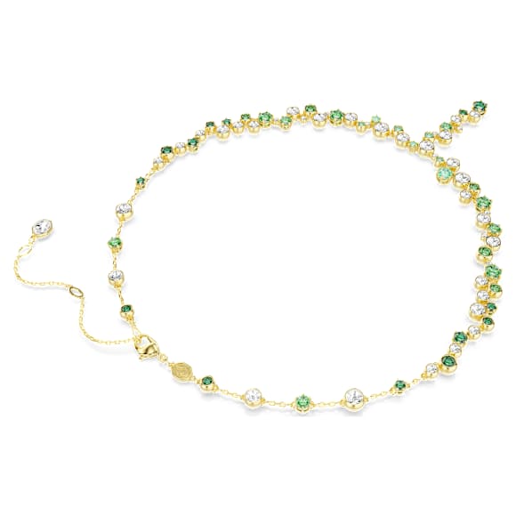 Constella Y necklace, Mixed cuts, Green, Gold-tone plated - Swarovski, 5722474