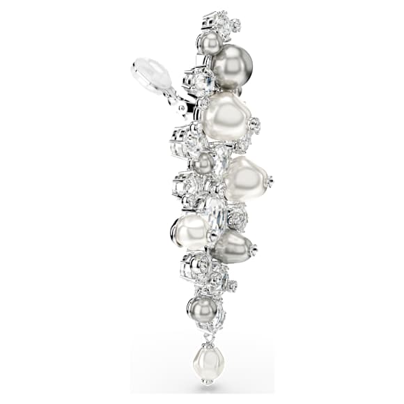 Constella oorbellen, Crystal Pearl, Ronde slijpvorm, Wit, Rodium toplaag - Swarovski, 5722498