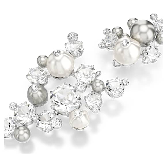 Constella oorbellen, Crystal Pearl, Ronde slijpvorm, Wit, Rodium toplaag - Swarovski, 5722498
