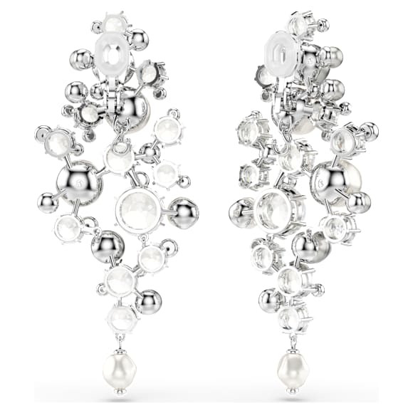 Constella oorbellen, Crystal Pearl, Ronde slijpvorm, Wit, Rodium toplaag - Swarovski, 5722498