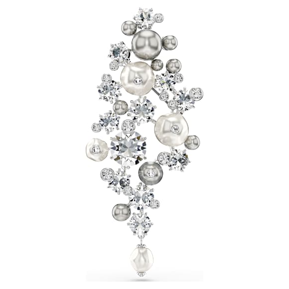Constella 브로치, 크리스털 펄, 라운드 컷, 화이트, 로듐 플래팅 - Swarovski, 5722516