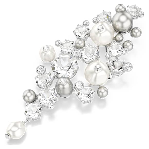 Constella 브로치, 크리스털 펄, 라운드 컷, 화이트, 로듐 플래팅 - Swarovski, 5722516