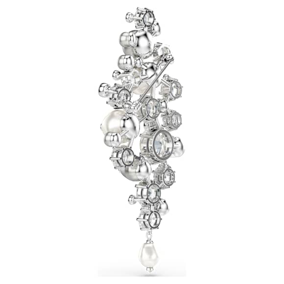 Constella 브로치, 크리스털 펄, 라운드 컷, 화이트, 로듐 플래팅 - Swarovski, 5722516