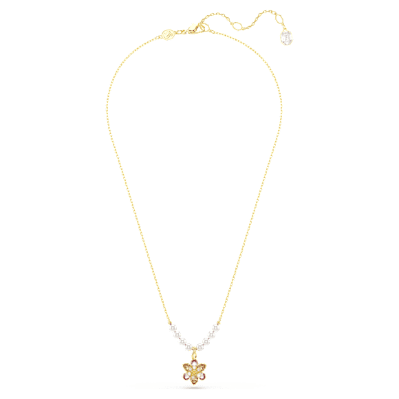 Idyllia pendant, Crystal pearl, Mixed cuts, Flower, Multicolored, Gold-tone plated - Swarovski, 5723140