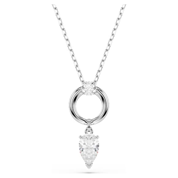 Colgante Mesmera, Talla pera, Blanco, Baño de rodio - Swarovski, 5723146