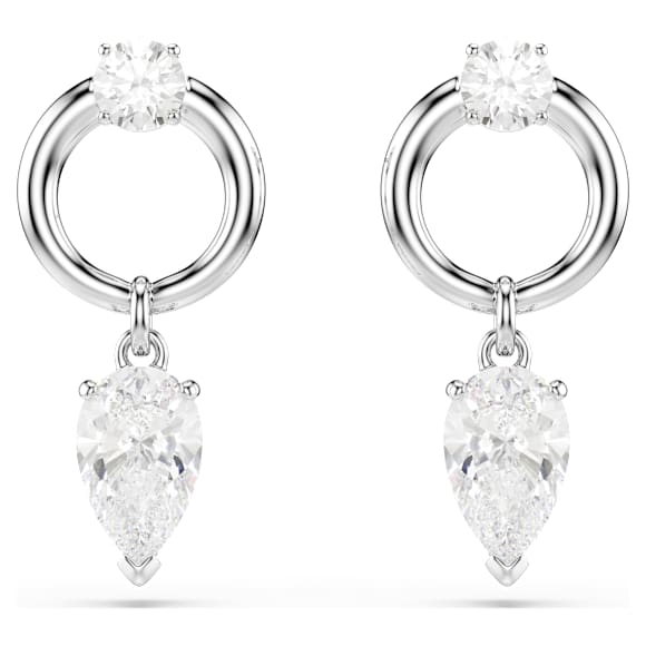 Visací náušnice Mesmera, Různé výbrusy, Bílá, Pokoveno rhodiem - Swarovski, 5723177