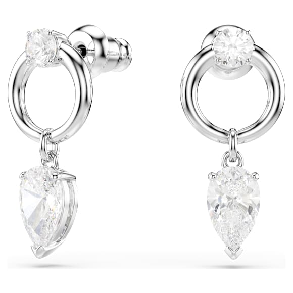 Visací náušnice Mesmera, Různé výbrusy, Bílá, Pokoveno rhodiem - Swarovski, 5723177