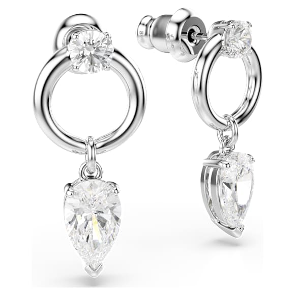 Visací náušnice Mesmera, Různé výbrusy, Bílá, Pokoveno rhodiem - Swarovski, 5723177