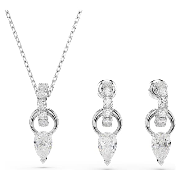 Mesmera set, Pear cut, Round cut, White, Rhodium plated - Swarovski, 5723197