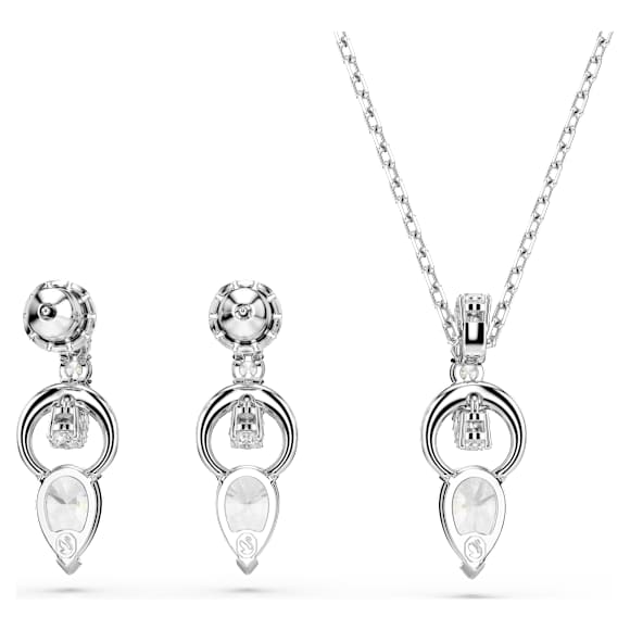 Mesmera set, Pear cut, Round cut, White, Rhodium plated - Swarovski, 5723197