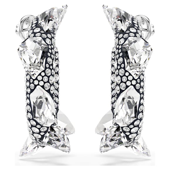 Sublima hoop earrings, Spike, White, Rhodium plated - Swarovski, 5723287