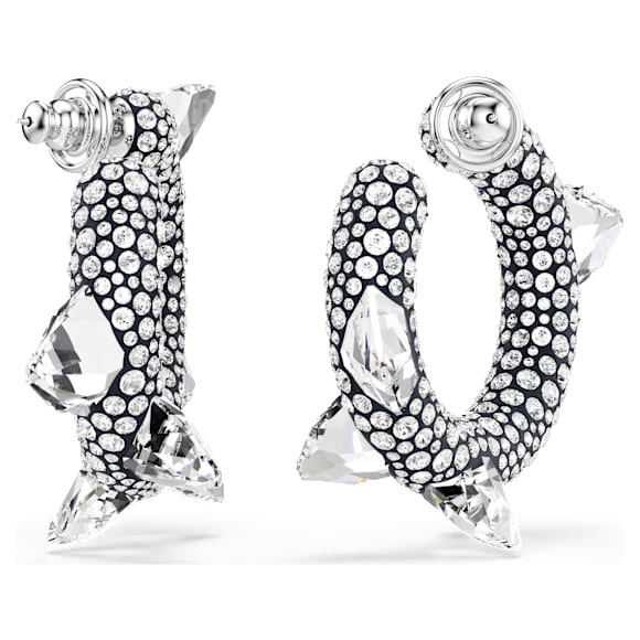 Sublima 大圈耳環, 尖刺, 白色, 鍍白金色 - Swarovski, 5723287