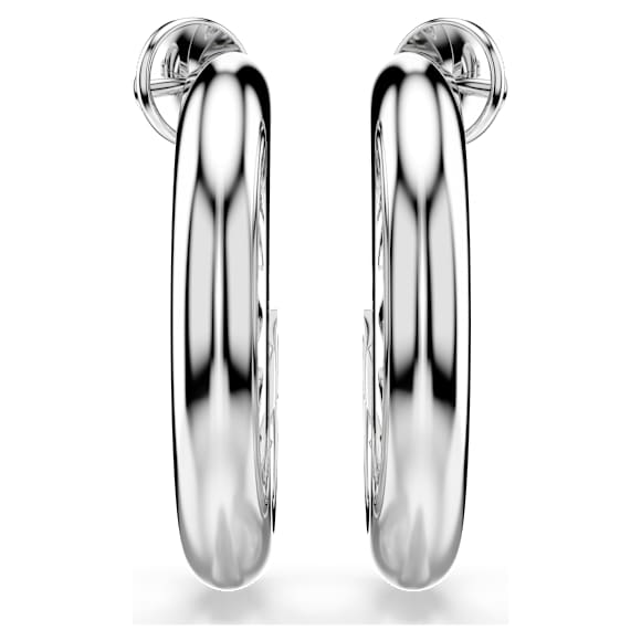 Sublima hoop earrings, White, Rhodium plated - Swarovski, 5723288