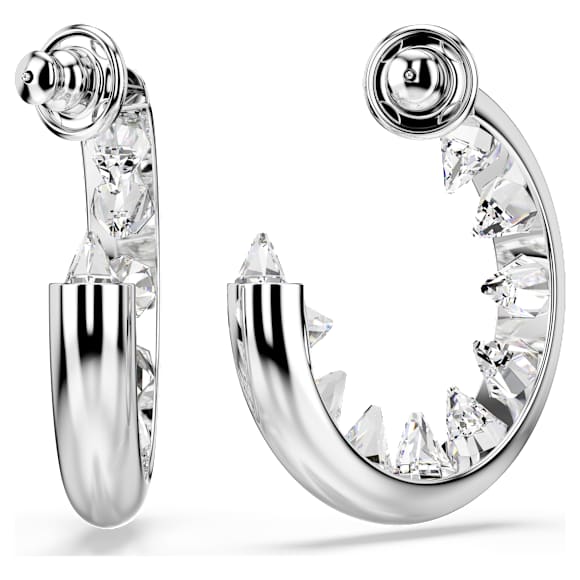 Sublima hoop earrings, White, Rhodium plated - Swarovski, 5723288