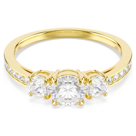 Stilla Attract 링, 라운드 컷, 화이트, 18K 골드 피니시 - Swarovski, 5723291