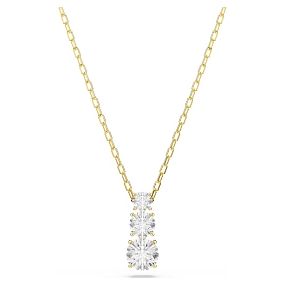 Stilla Attract 鏈墜, 圓形切割, 白色, 鍍金（金色飾面） - Swarovski, 5723298