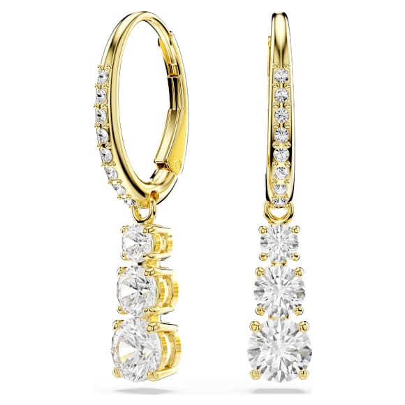 Orecchini a cerchio Stilla Attract, Taglio Round, Bianchi, Finitura oro 18K - Swarovski, 5723300