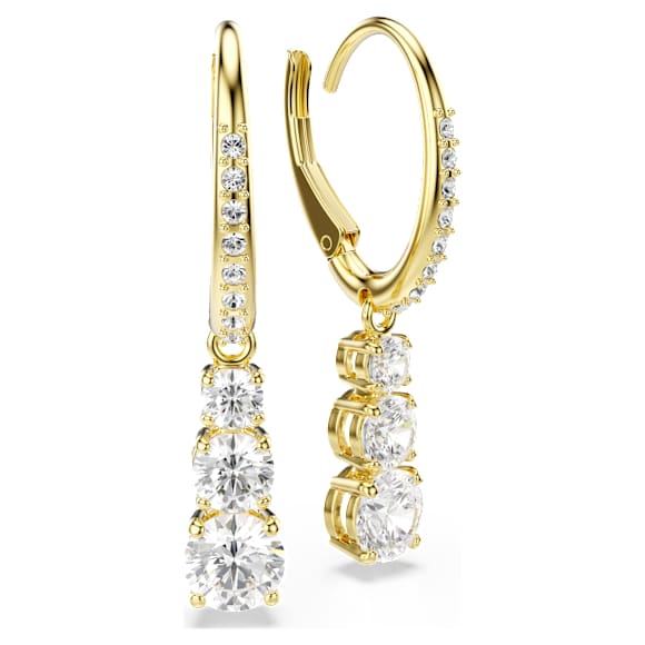 Anneaux d'oreilles Stilla Attract, Taille ronde, Blanches, Doré à l’or 18 carats (750/1000) - Swarovski, 5723300
