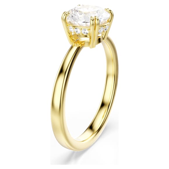 Koktajl prstan Stilla, Okrogli rez, Bel, V videzu 18-karatnega zlata - Swarovski, 5723330