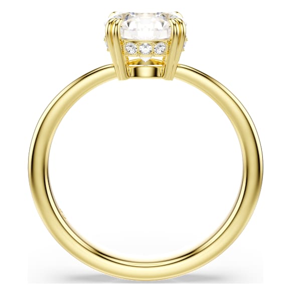Koktajl prstan Stilla, Okrogli rez, Bel, V videzu 18-karatnega zlata - Swarovski, 5723330