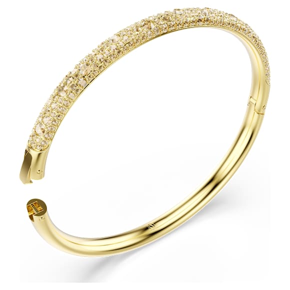 Sublima bangle, Snow pavé, White, Gold-tone plated - Swarovski, 5723337