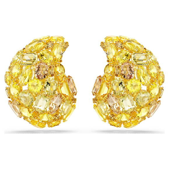 Gema clip earrings, Yellow, Gold-tone plated - Swarovski, 5723383