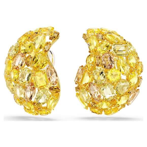 Gema clip earrings, Yellow, Gold-tone plated - Swarovski, 5723383