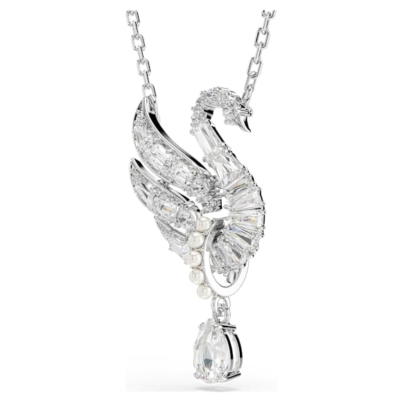 Swan pendant, Swan, White, Rhodium plated - Swarovski, 5723387