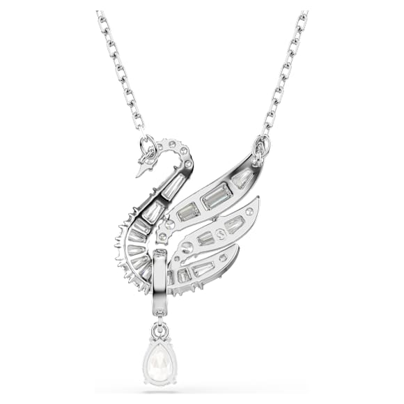 Swan pendant, Swan, White, Rhodium plated - Swarovski, 5723387