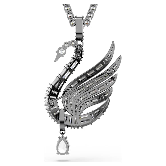 Swan pendant and brooch, Swan, White, Ruthenium plated - Swarovski, 5723411
