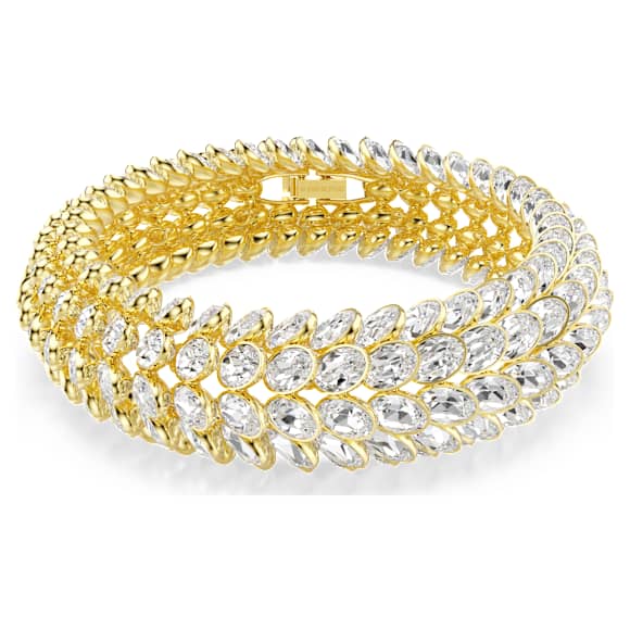 Idyllia bracelet, Oval cut, White, Gold-tone plated - Swarovski, 5723540