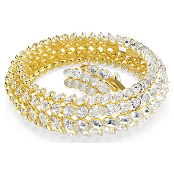 Idyllia สร้อยข้อมือ, เหลี่ยมเจียระไน Oval, ขาว, ตกแต่งผิวด้วยทองคำ 18K - Swarovski, 5723540