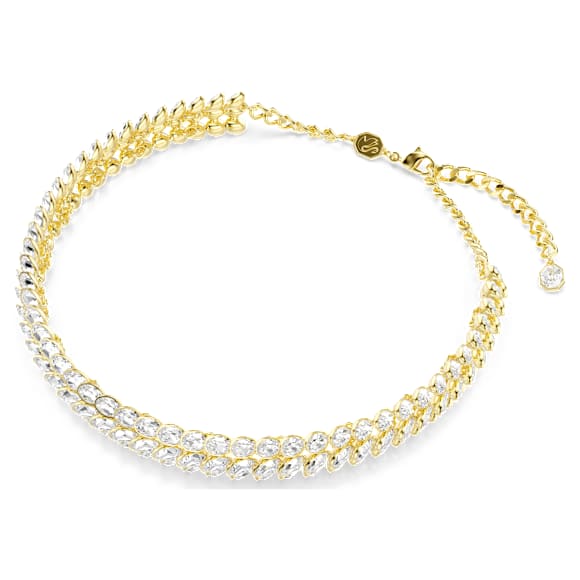 Ovratnica Idyllia, Ovalni rez, Bela, PVD zlatega odtenka - Swarovski, 5723541