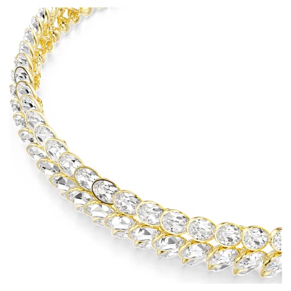 Ovratnica Idyllia, Ovalni rez, Bela, PVD zlatega odtenka - Swarovski, 5723541