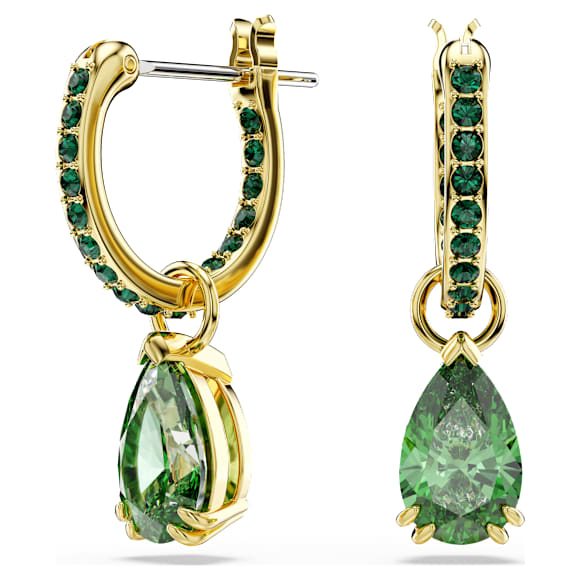Pendientes Attract, Talla pera, Verdes, Baño tono oro - Swarovski, 5723564