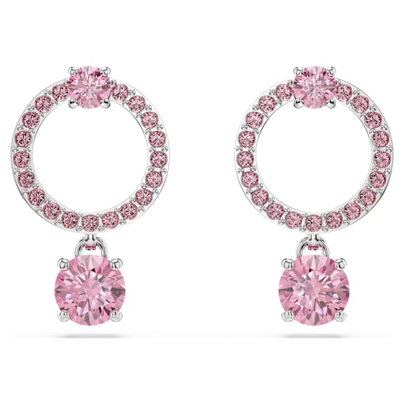 Attract Drop-Ohrhänger, Rundschliff, Rosa, Rhodiniert - Swarovski, 5723565