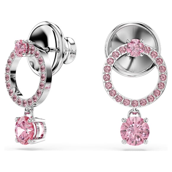 Attract Drop-Ohrhänger, Rundschliff, Rosa, Rhodiniert - Swarovski, 5723565