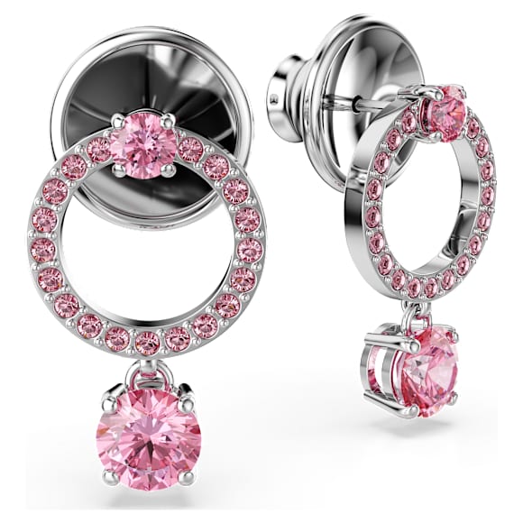 Attract Drop-Ohrhänger, Rundschliff, Rosa, Rhodiniert - Swarovski, 5723565