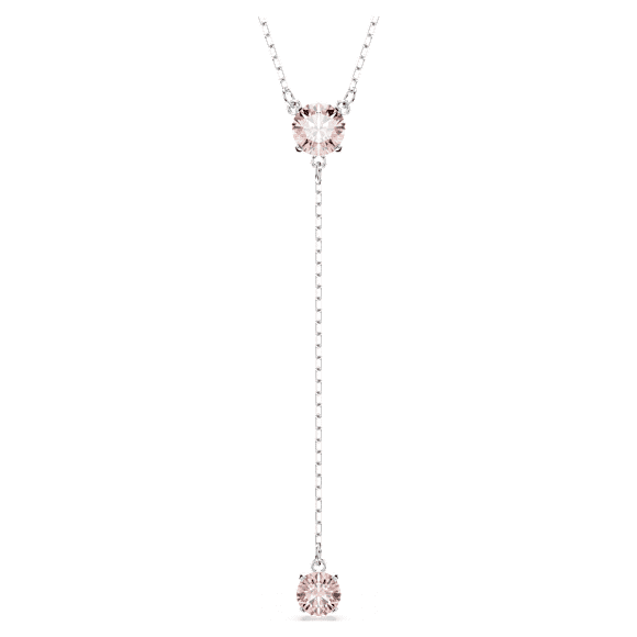 Attract Y necklace, Round cut, Pink, Rhodium plated - Swarovski, 5723570