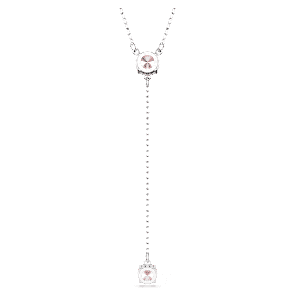 Attract Y necklace, Round cut, Pink, Rhodium plated - Swarovski, 5723570