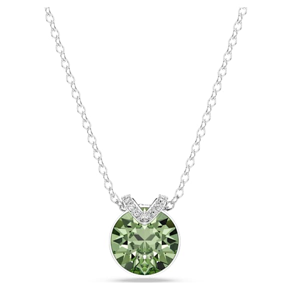 Pandantiv Bella V, Tăietură rotundă, Verde, Placat cu rodiu - Swarovski, 5724285