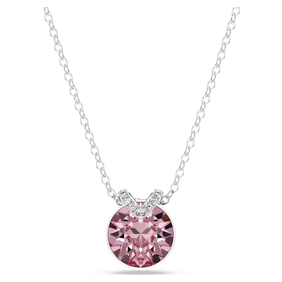 Bella V pendant, Round cut, Pink, Rhodium plated - Swarovski, 5724289