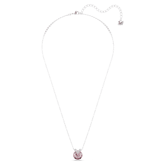 Bella V pendant, Round cut, Pink, Rhodium plated - Swarovski, 5724289