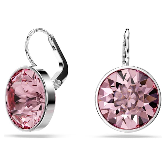 Bella Oorhangers, Ronde slijpvorm, Roze, Rodium toplaag - Swarovski, 5724290