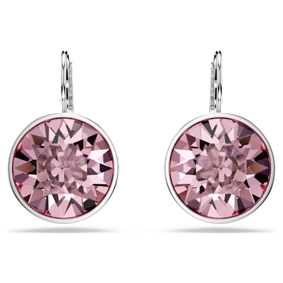 Bella Oorhangers, Ronde slijpvorm, Roze, Rodium toplaag - Swarovski, 5724290